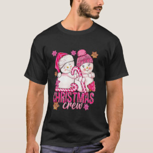 Rosa julbesättning Snögubbe med Candy cane Julafto T Shirt