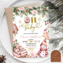Rosa julblommig släde Oh Baby Shower
