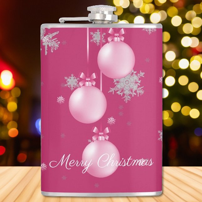 Rosa Juldekoration Helgdag-kolv Fickplunta (Pink Christmas Ornaments Holiday Flask)