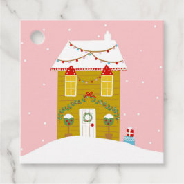 Rosa julfest barnkalas semester gåvor etiketter