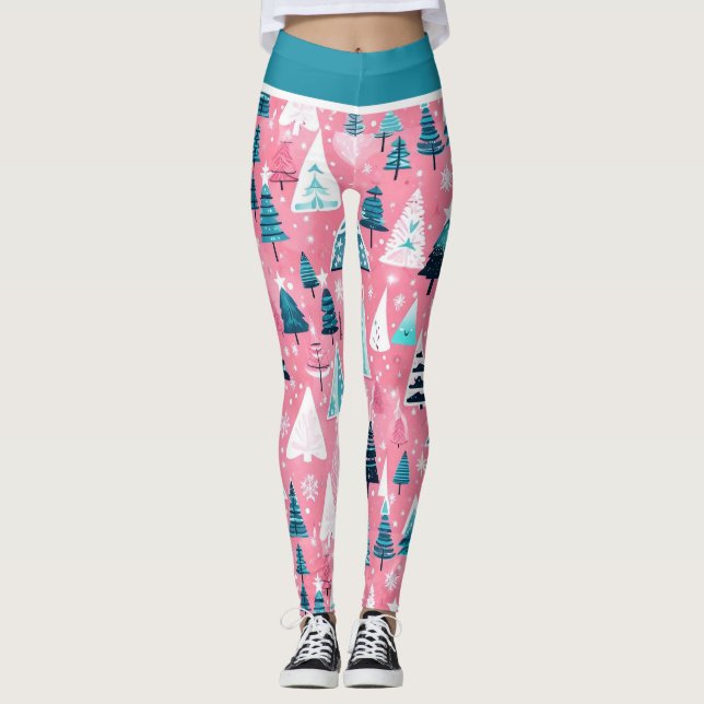 Rosa julfirande leggings (Framsida)