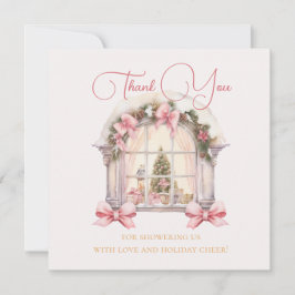 Rosa julfönster Baby Shower Watercolor  Tack Kort