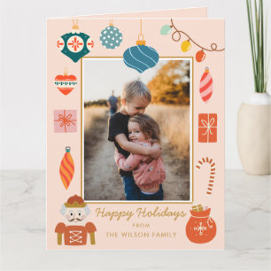Rosa julfotoport Cute Helgdag Ornament Kort