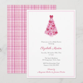 Rosa Julgran Baby Shower for Girl Party Inbjudningar