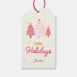 Rosa Julgran boho Presentetikett