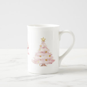 Rosa Julgran Bow Benporslin Mugg