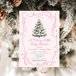 Rosa julgran En Glad Liten Baby Shower Inbjudningar