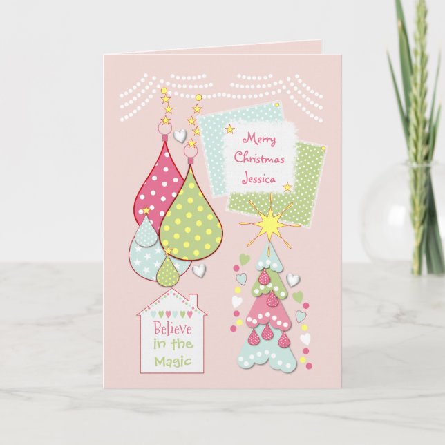 Rosa Julgran från vårt hus Helgkort (Framsida)