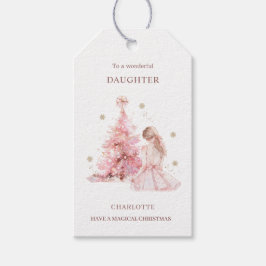 Rosa Julgran Girl Presentetikett