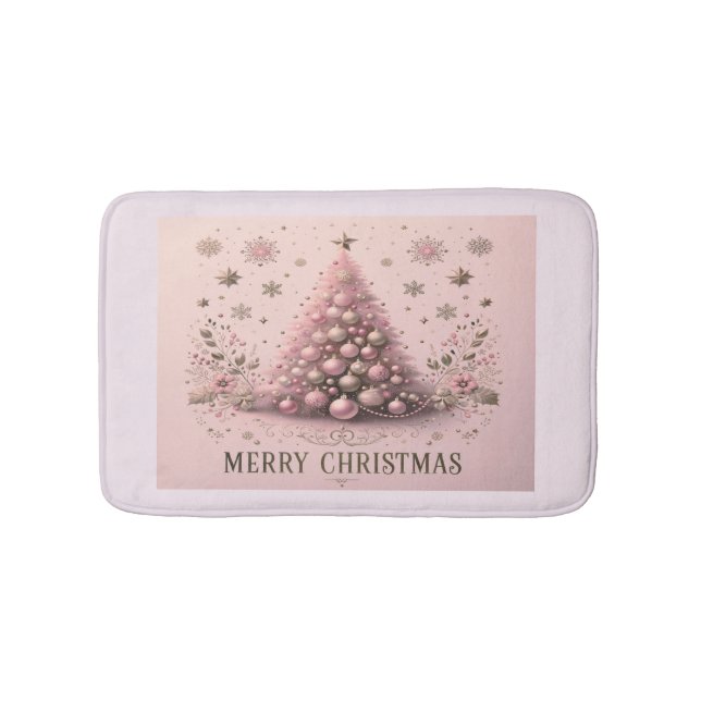 Rosa julgran God Jul Badrumsmatta (Framsidan)