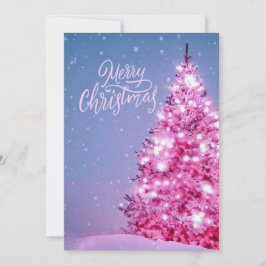 Rosa julgran god jul-kort inbjudningar