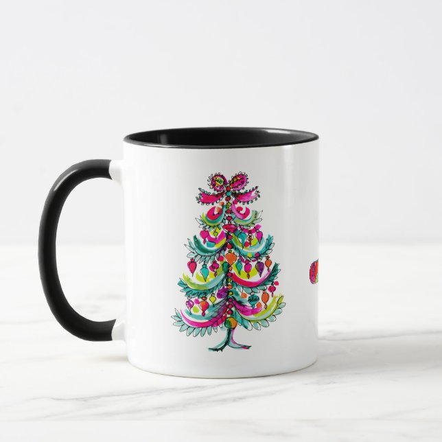 Rosa julgran HBTQ-regnbåge-estetik Mugg (Vänster)