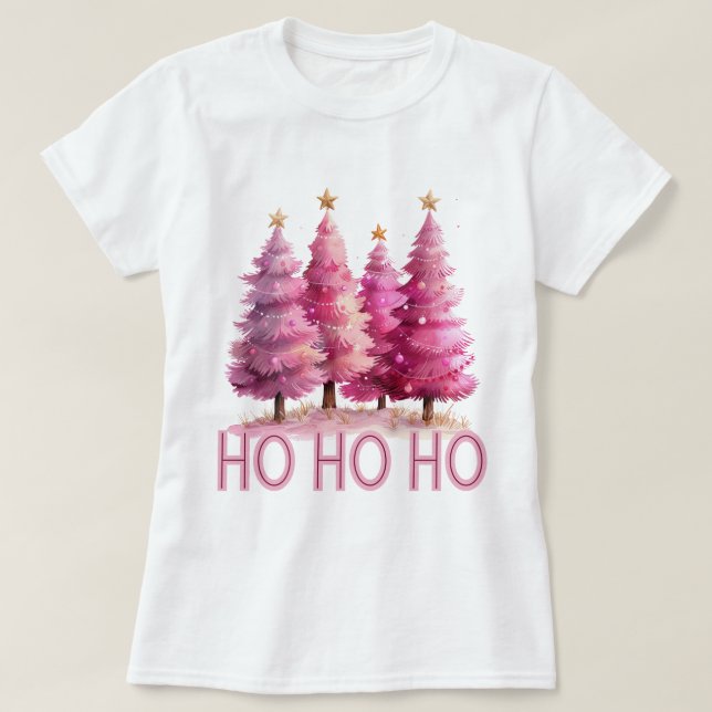 Rosa Julgran HOHOHO T Shirt (Design framsida)
