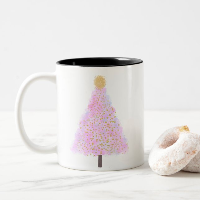 Rosa julgran kaffe mugg (Med munk)