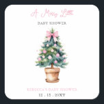 Rosa Julgran Merry Little Baby Shower Fyrkantigt Klistermärke<br><div class="desc">Gratulera till glädjen med en ny ankomst med våra Rosa Julgran Merry Little Flicka Baby Shower-klistermärken. Den här klisterlappen är perfekt för en babydusch i säsong. Den har en vit rosa Julgran med rosa och helgdag. Anpassa med dina uppgifter för att skapa en charmig och glatt firande för mamma och...</div>