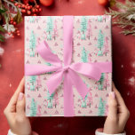 Rosa Julgran Mönster Teal Helgdag Presentpapper<br><div class="desc">Den här designen har skapats med digitalteknik. Det kan vara personlig genom att klicka på anpassningsknappen och ändra färg, lägga till namn, initialer eller ord. Kontakta mig på colorflowcreations@gmail.com om du vill ha denna design på en annan produkt. Se fler av mina skapelser eller följ mig på www.facebook.com/colorflowcreations, www.instagram.com/colorflowcreations, www.twitter.com/colorflowart...</div>