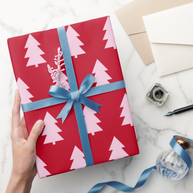 Rosa Julgran Mörk Red Presentpapper (Gifting)