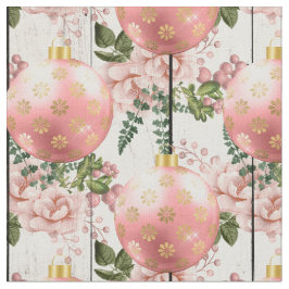 Rosa Julgran Ornaments and Flowers on Wood Tyg