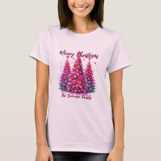Rosa Julgran Personlig Family T Shirt