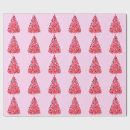 Rosa Julgran Rosa Wrapping Papper Presentpapper