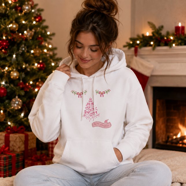 Rosa julgran semester vuxen hoodie t shirt (Skapare uppladdad)