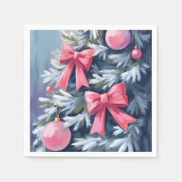 Rosa julgran | Slingor Ornament Vattenfärg Pappersservett