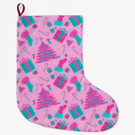 Rosa Julgran som lagrar candy cane presenter Stor Julstrumpa