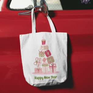 Rosa Julgran Tote Bag Tygkasse