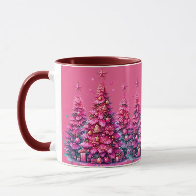 Rosa julgran trendig preppy estetik mugg (Vänster)