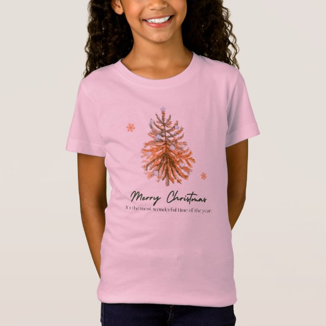 Rosa julgran ungdomströja  t shirt (Framsida)
