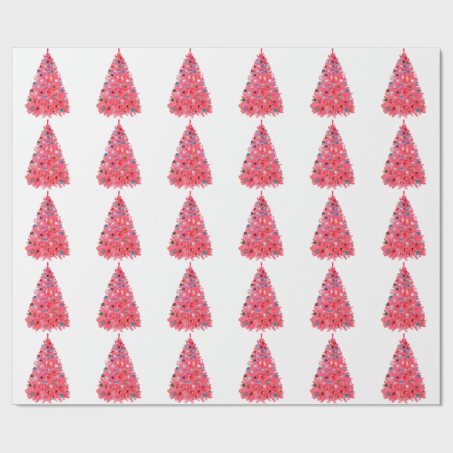 Rosa Julgran White Wrapping Papper Presentpapper (Platt)