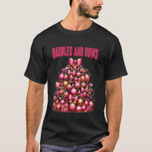 Rosa julgran Xmas högtid julfest F T Shirt