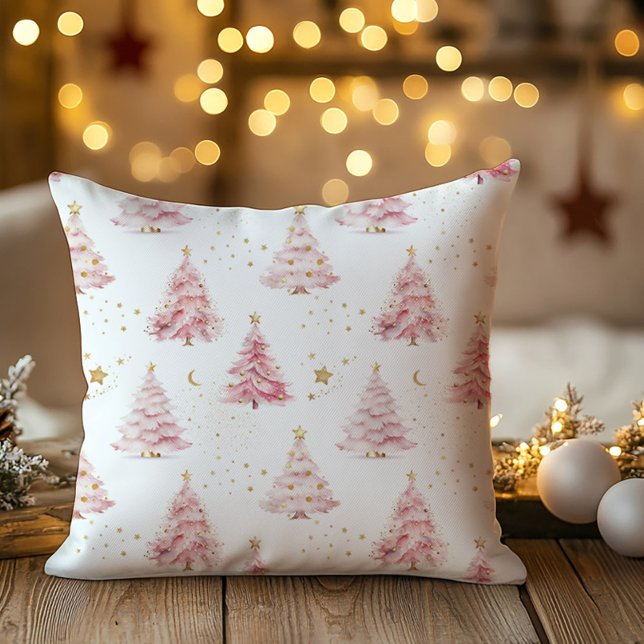 Rosa julgranar kudde (Pink Christmas tree pillow)