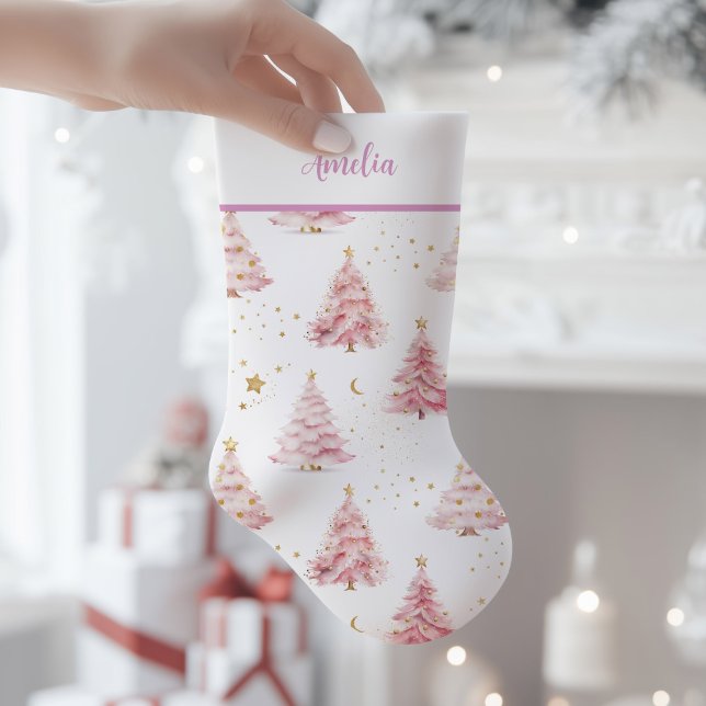Rosa Julgranar Liten Julstrumpa (Pink Christmas Trees Stocking)
