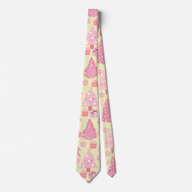 Rosa Julgranar Mönster L Gult BG Slips (Framsida)