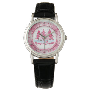 Rosa julgranar Rund firmanivå design Armbandsur