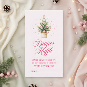 Rosa julgransblöja lotteri baby shower tilläggskort
