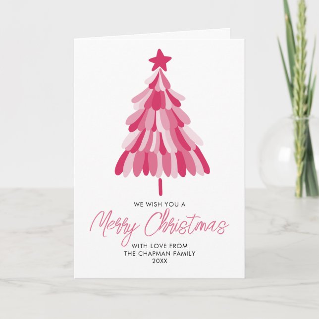 Rosa julgransfirande kort (Framsida)