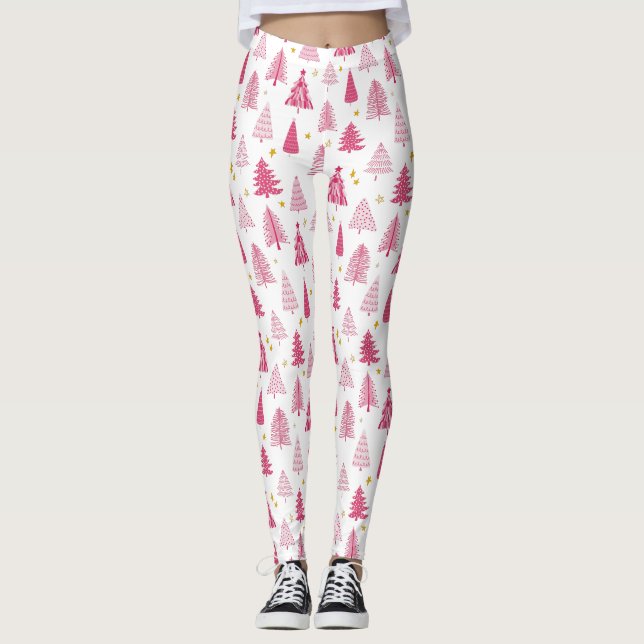 Rosa julgransfirande leggings (Framsida)