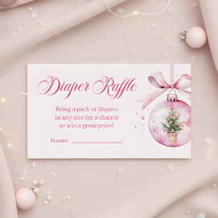 Rosa julgransprydnad blöja lotteri baby shower tilläggskort