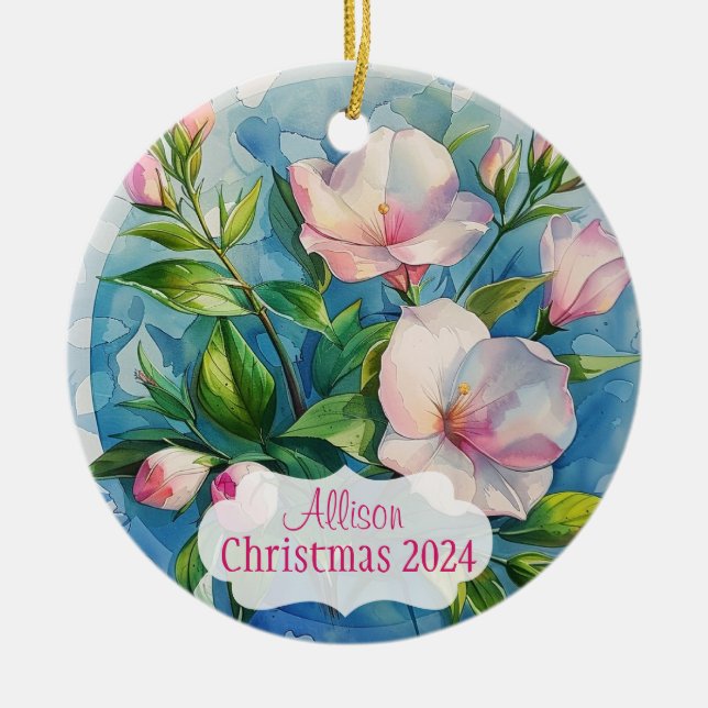 Rosa Julgransprydnad Keramik (Framsidan)