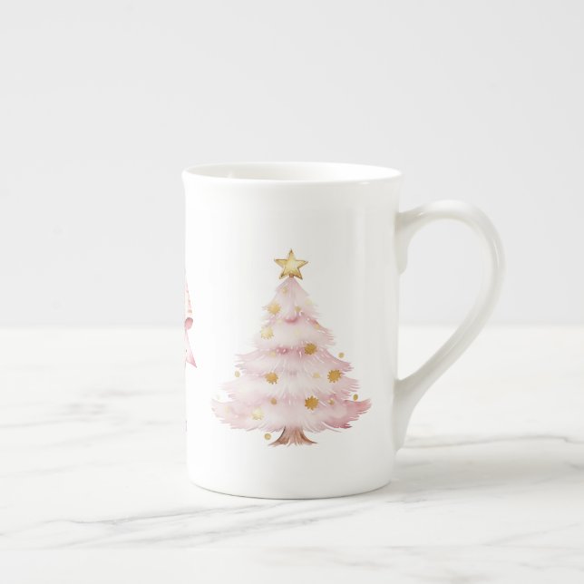 Rosa julgransslinga benporslin mugg (Höger)