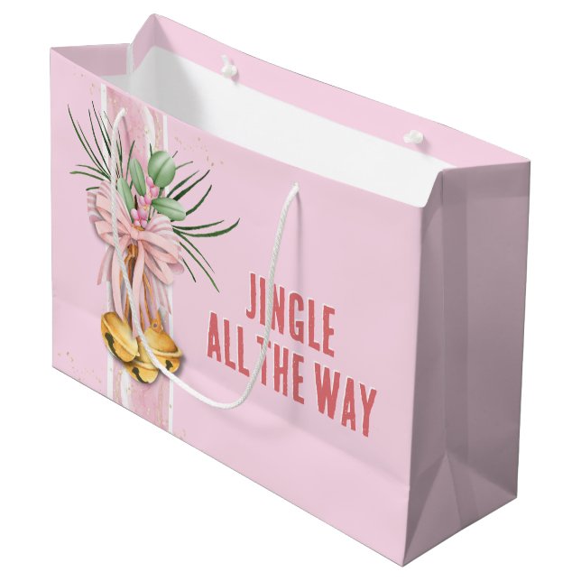 Rosa juljingle hela vägen Gift Bag (Framsidan Vinklad)