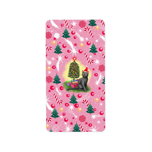 Rosa julklapp adressetikett (Framsidan)