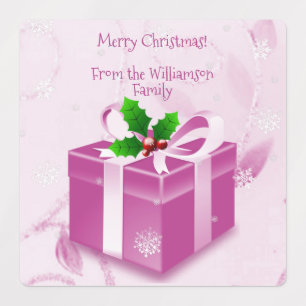 Rosa julklapp - etikett