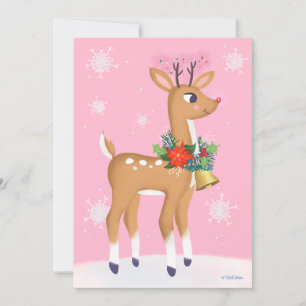 Rosa julklapp för återanpassning av rudolph-format julkort