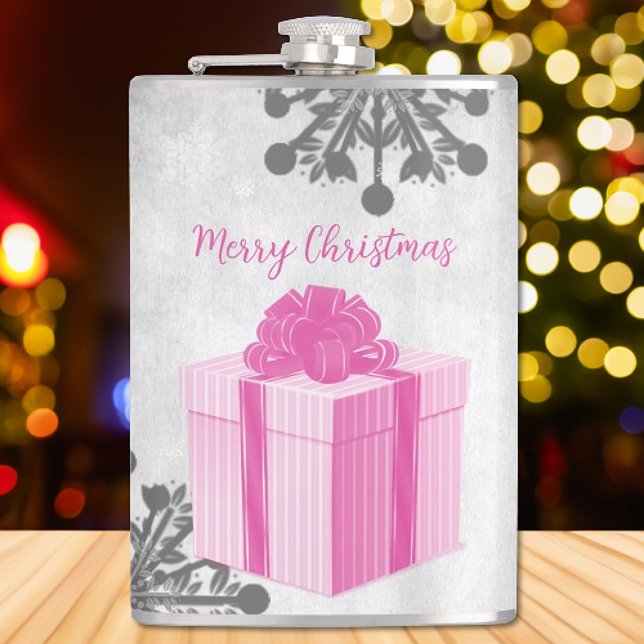 Rosa julklapp Helgdag Fickplunta (Pink Christmas Gift Holiday Flask)