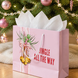 Rosa julklocka Jingle All the Way presentväska