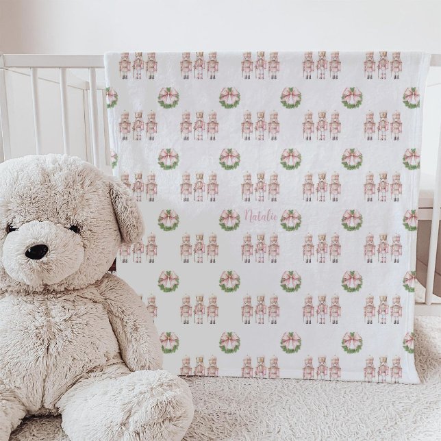 Rosa julknäppare jul  fleecefilt (Pink Nutcracker Christmas Blanket)
