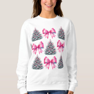 Rosa Julkokvett Bow Julgran T Shirt